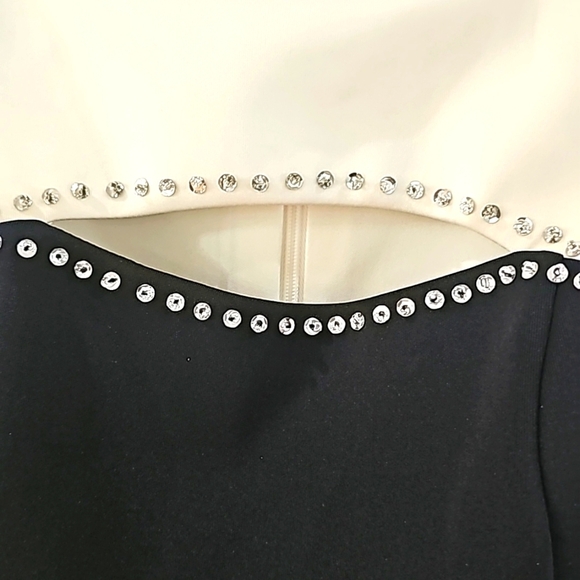 Vince Camuto Cutout Sequined Front Shealt Scuba dress Color block sz 2 n… - Picture 4 of 11